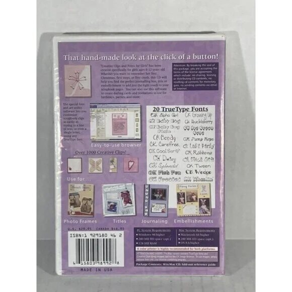 NEW Creating Keepsakes Creative Clips Fonts CD Windows Mac Scrapbooking sealed - Picture 6 of 6